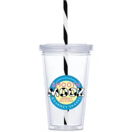 Malibu Double-Wall Plastic Tumbler & Straw Black